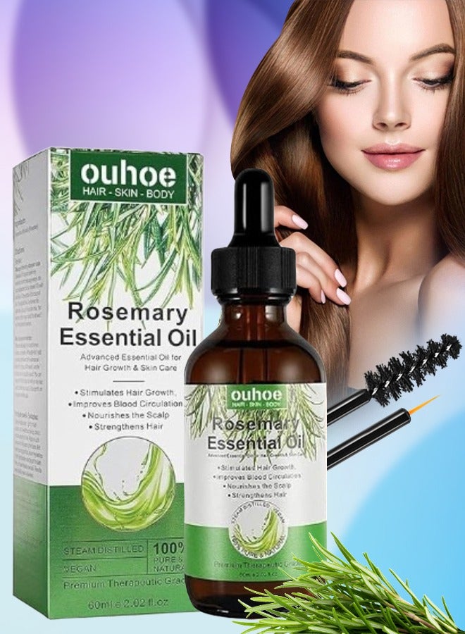 OUHOE 60 ml Rosemary Essential Oil for Hair Growth Pure Organic Rosemary Oil for Dry Damaged Hair and Growth Hair Scalp Oil Pure and Natural Premium Quality Oil Hair Loss Treatment Oil - Image 1