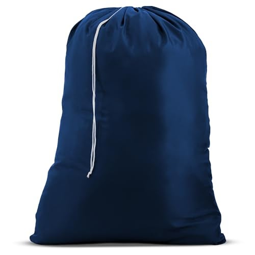 Nylon Laundry Bag Locking Drawstring Closure and Machine Washable These Bags will Fit a Laundry Basket or Hamper and Strong Enough to Carry up to Three Loads of Clothes Navy Blue