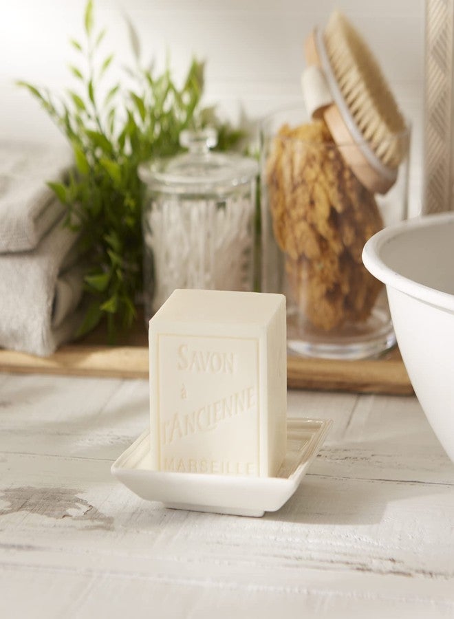 Pre De Provence طبق صابون سيراميك بزيت الزيتون من بريه دو بروفانس مارسيليا، يحافظ على الصابون جافًا ويحمي الأسطح، 4.3" مربع - Image 3