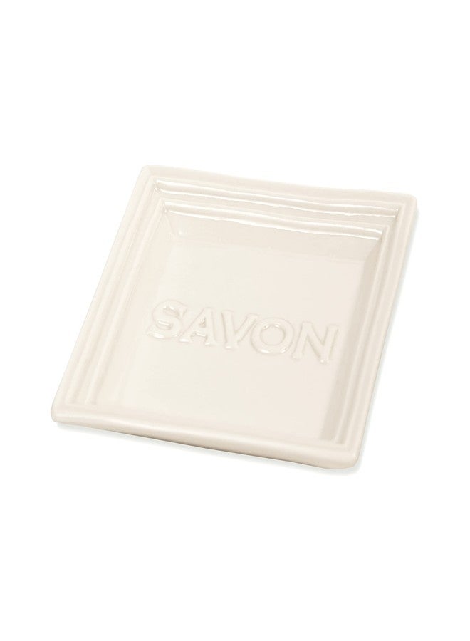 Pre De Provence طبق صابون سيراميك بزيت الزيتون من بريه دو بروفانس مارسيليا، يحافظ على الصابون جافًا ويحمي الأسطح، 4.3" مربع - Image 2