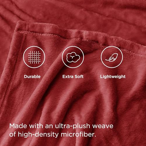 VAS COLLECTIONS Premium Plush Double Blanket | 300 GSM Lightweight Cozy Soft for Bed, Sofa, Couch, Travel & Camping| 220X230 Cm Or 86X90 Inches | Maroon - Image 3