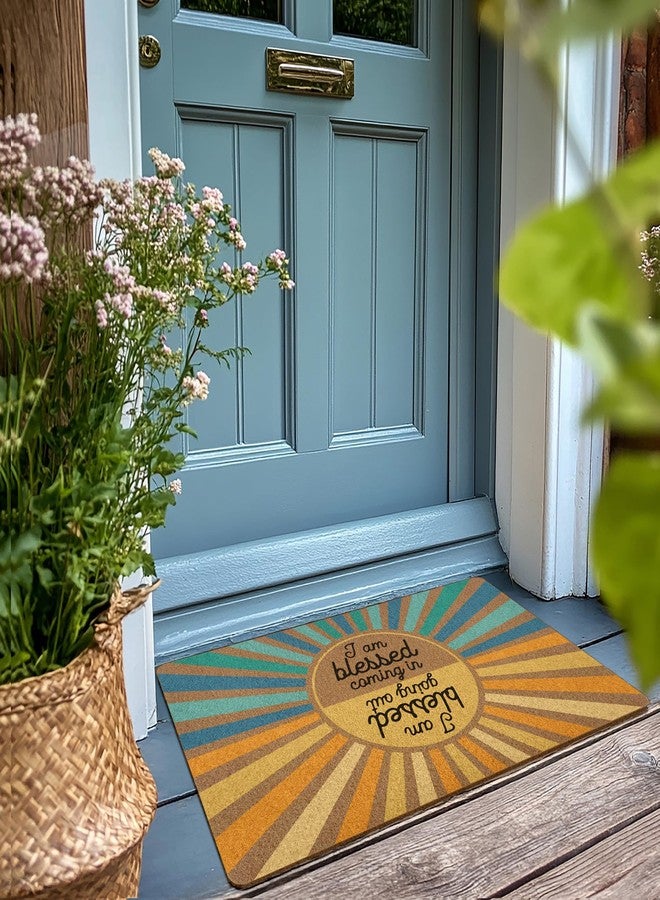 XLDLIOO Christian Easter Sunshine Door Mat, I Am Blessed Coming in and Going Out Welcome Front Door Mat Indoor Outdoor Entrance, Christian Artificial Coir Doormat Rugs for Patio Entry Decor 30x17in - Image 2