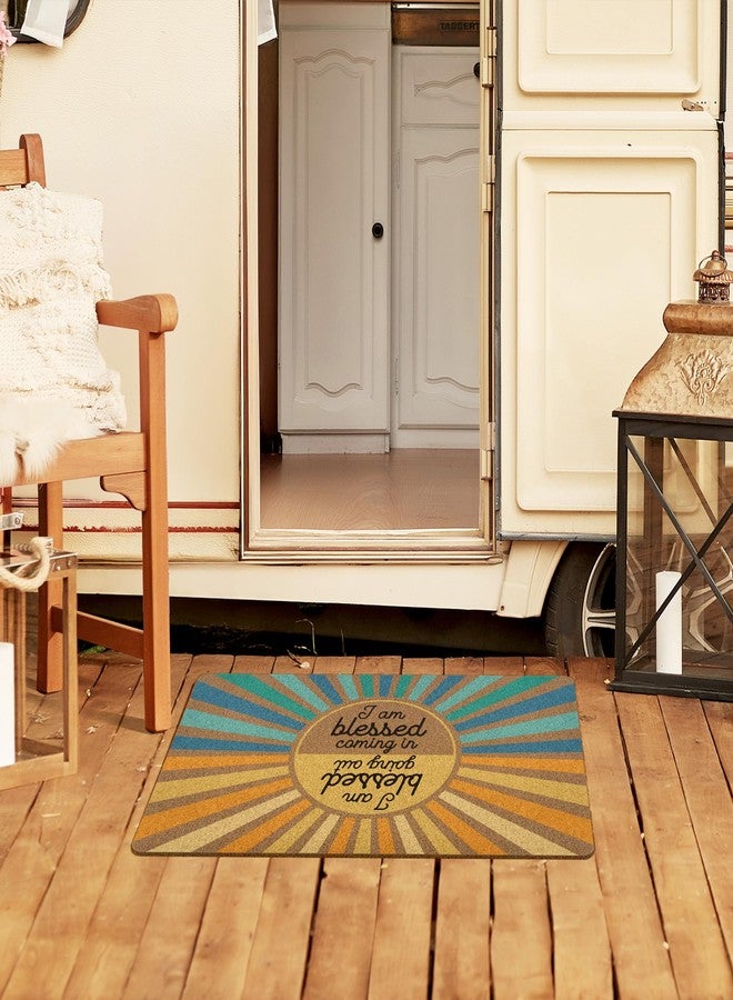 XLDLIOO Christian Easter Sunshine Door Mat, I Am Blessed Coming in and Going Out Welcome Front Door Mat Indoor Outdoor Entrance, Christian Artificial Coir Doormat Rugs for Patio Entry Decor 30x17in - Image 4