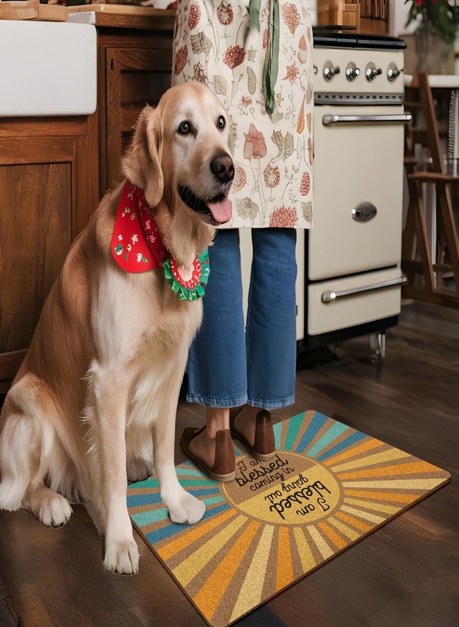XLDLIOO Christian Easter Sunshine Door Mat, I Am Blessed Coming in and Going Out Welcome Front Door Mat Indoor Outdoor Entrance, Christian Artificial Coir Doormat Rugs for Patio Entry Decor 30x17in - Image 3