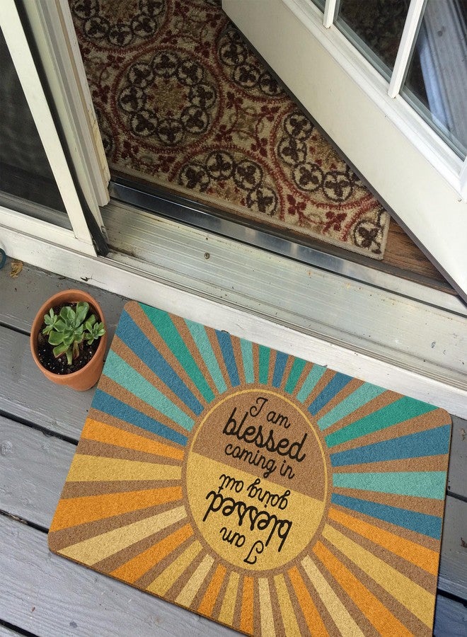 XLDLIOO Christian Easter Sunshine Door Mat, I Am Blessed Coming in and Going Out Welcome Front Door Mat Indoor Outdoor Entrance, Christian Artificial Coir Doormat Rugs for Patio Entry Decor 30x17in - Image 5