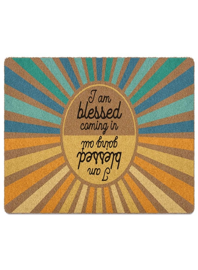XLDLIOO Christian Easter Sunshine Door Mat, I Am Blessed Coming in and Going Out Welcome Front Door Mat Indoor Outdoor Entrance, Christian Artificial Coir Doormat Rugs for Patio Entry Decor 30x17in - Image 1