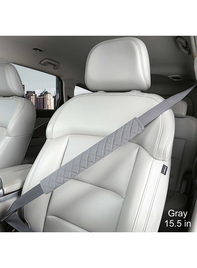 HighnessHwoo Extra Long Seatbelt Covers for Adults Kids Women & Men, Super Soft Car Seat Belt Strap Cushion for Sedan SUV Trucks, Shoulder Neck Chest Protector Pad, Auto Interior Accessories, 1pc, Gray 15.5in - Image 2
