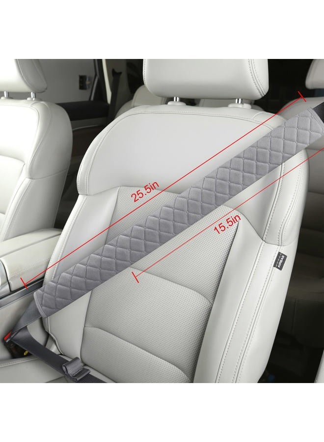 HighnessHwoo Extra Long Seatbelt Covers for Adults Kids Women & Men, Super Soft Car Seat Belt Strap Cushion for Sedan SUV Trucks, Shoulder Neck Chest Protector Pad, Auto Interior Accessories, 1pc, Gray 15.5in - Image 1