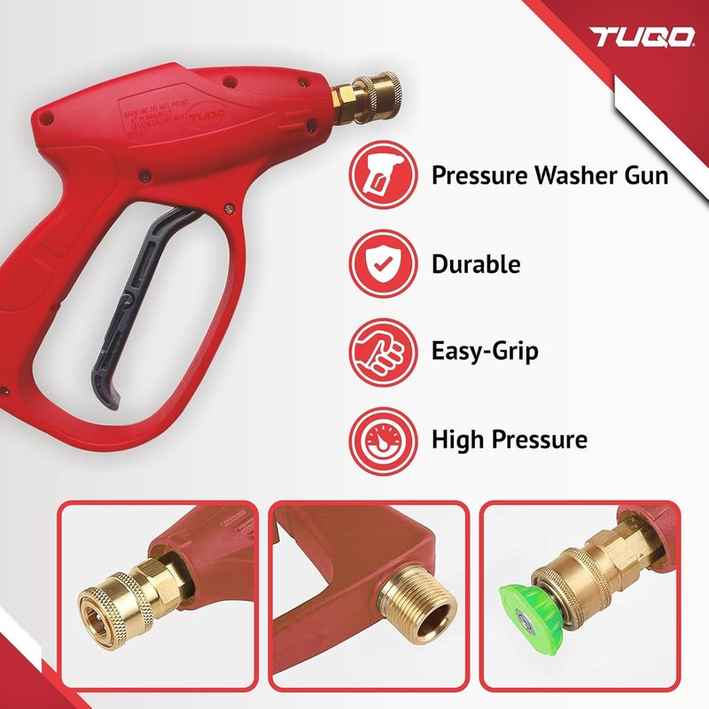 TUQO Pressure Washer Gun with 4 Spray Nozzles & 1/4" Brass Coupler, M22-15mm, Suits most High Pressure Washers with hose outlet M15 - HG12 Combo - Image 5