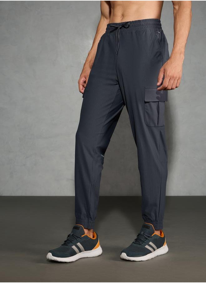 Technosport Solid Regular Fit Cargo Joggers with Drawstring