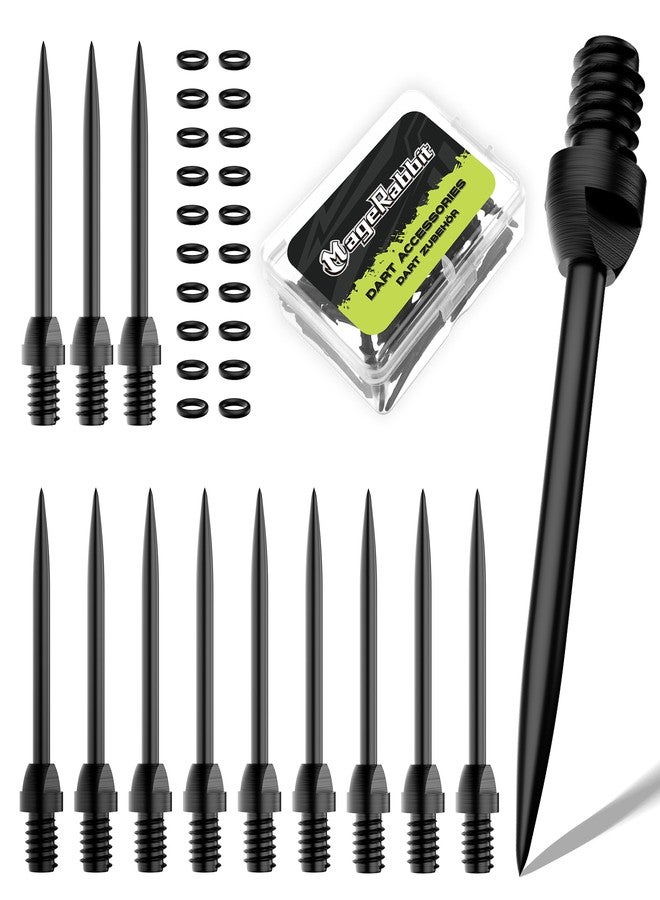 MageRabbit Steel Dart Tips, 12 Pcs Dart Tips, Dart Points, Dart Conversion Points, with 20 Pcs O Type Rubber Rings - Image 2