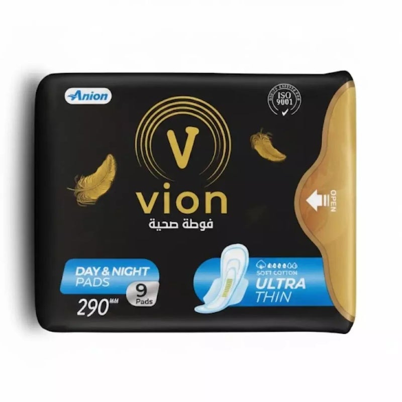 Anion Vion Ultra Thin Soft Cotton Day And Pads 290mm- 9pcs