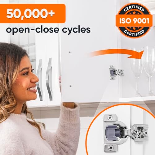 Decobasics 20 Pack Soft Close Cabinet Hinges – 3/4" Overlay for Kitchen Cabinet Doors, Face Frame Concealed Hidden Hinges – Stainless Steel, Self-Closing with 3-Way Adjustment & Slow Close Damper - Image 4