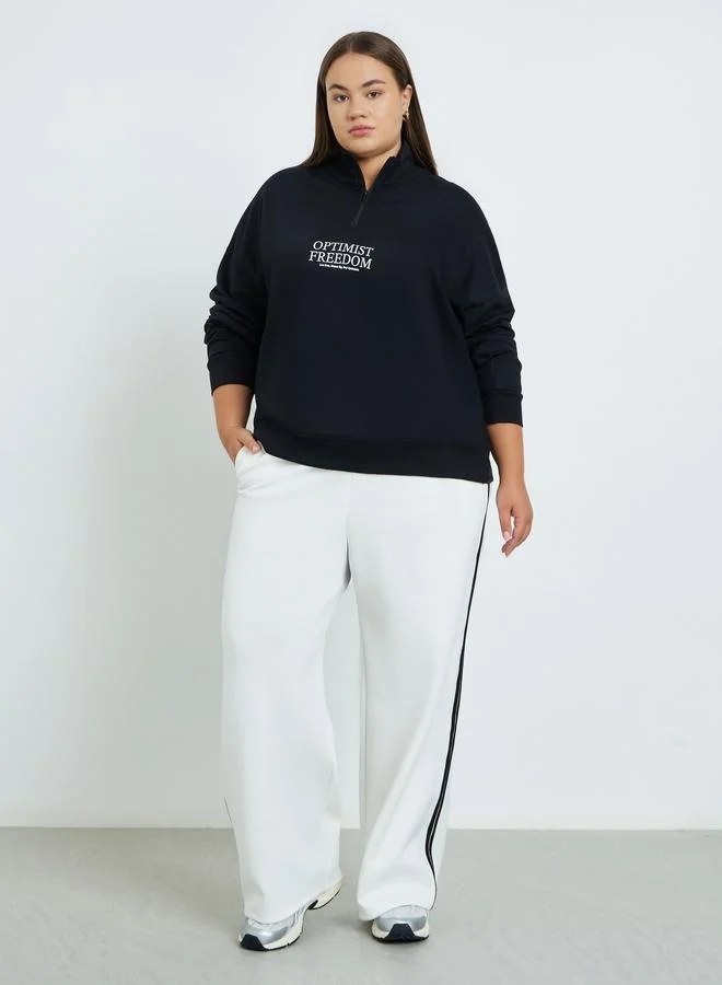 Styli  Styli Plus Size Regular Fit Slogan Sweatshirt for Women | Best Price UAE