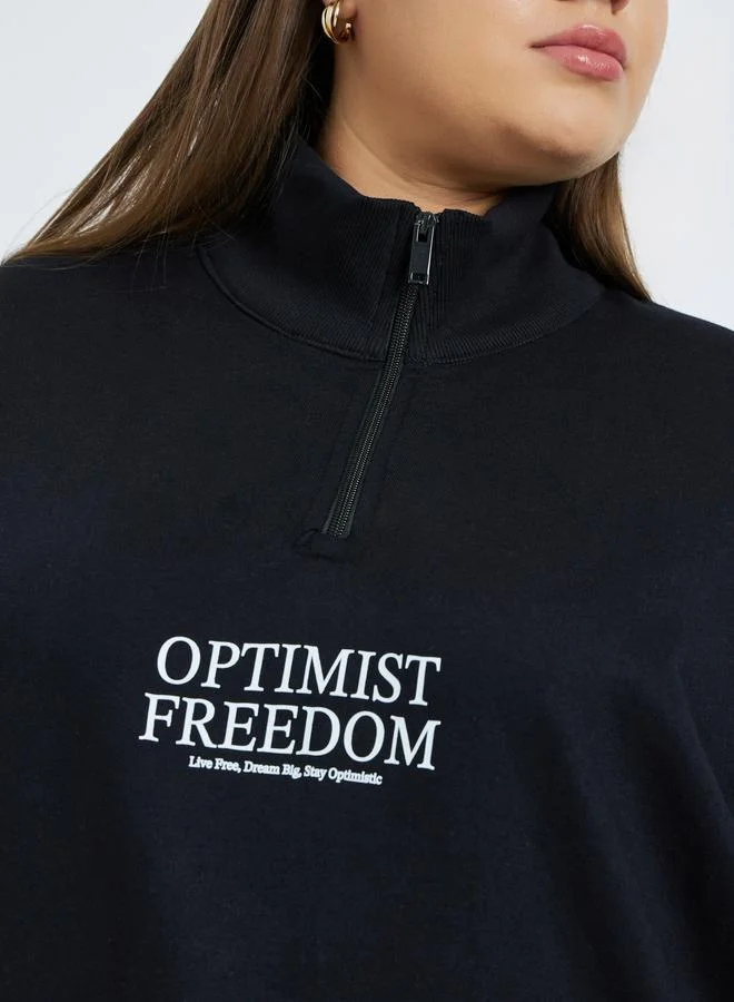 Styli  Styli Plus Size Regular Fit Slogan Sweatshirt for Women | Best Price UAE