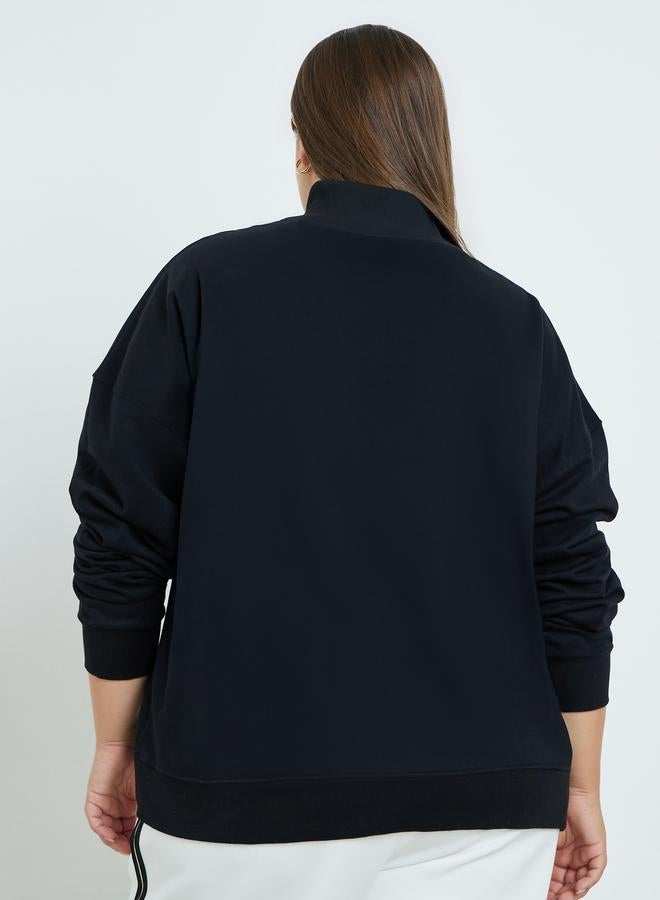 ستايلي سويت شيرت بمقاس كبير وقصة عادية مطبع بكتابة - Image 4