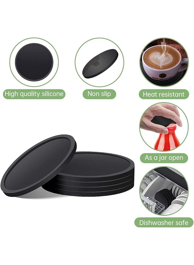 The Bros Silicone Drink Coasters, Non-Slip Cup Coasters, Heat Resistant Cup Mate, Soft Coaster for Tabletope Protection, Furniture from Damage, 5 Pack - Image 2