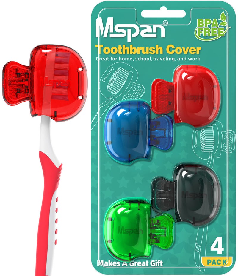 Mspan Toothbrush Head Cover Cap: Toothbrush Protector Brush Pod Case Protective Plastic Clip Bathroom Cool Stuff for Household Travel - Image 1