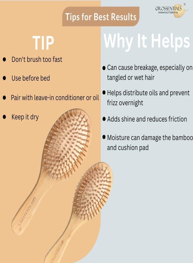 OROSSENTIALS Soft Bamboo Bristle Hair Brush Combo Pack of 2 | Wooden Hair Brush for Women & Men | Large Detangling Wooden Brush for Smooth, Frizz-Free & Healthy Hair - Image 5