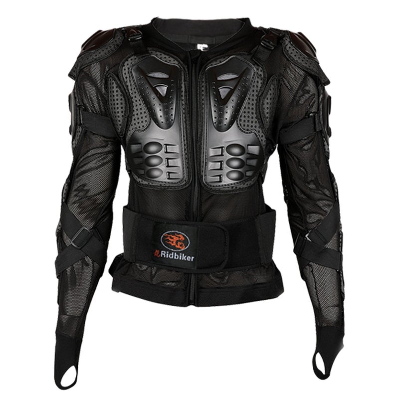 Ridbiker Motorcycle Full Body Armor Protector Removable Racing Jacket Motocross Spine Chest Motocross Protective Shirt (Black, XXL)