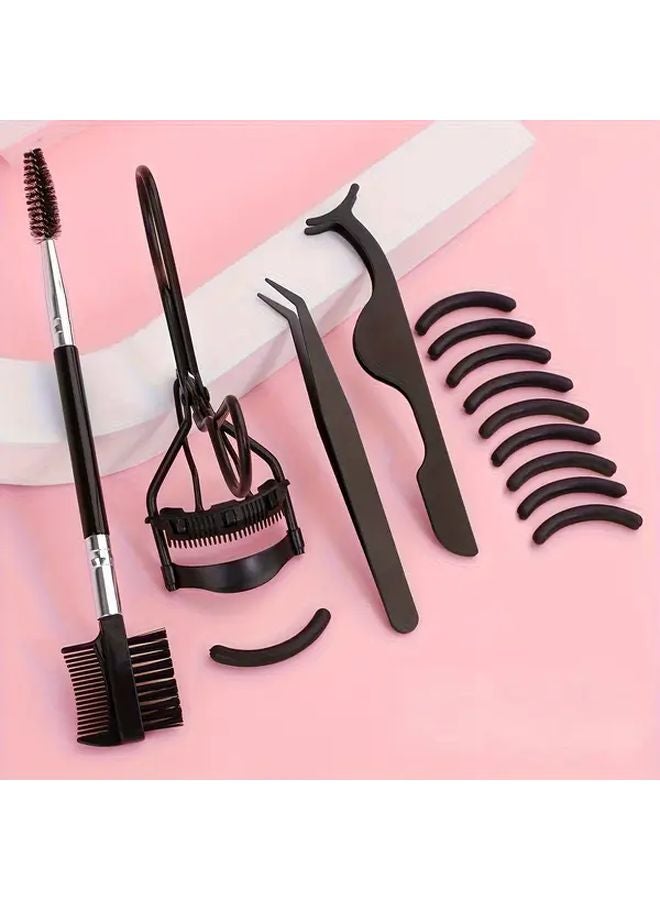 14 Piece Eyelash Curler Set With Comb Tweezers And 10 Replacement Strips - Image 2