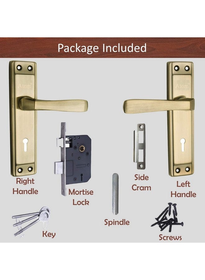 ATOM Atom Door Lock for Home - 6 Lever Double Stage Lockset | Brass Antique Finish | 8inch Handle Perfect for House, Hotel & Office (Model 607KY)  - Image 1