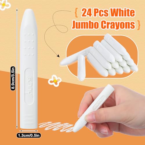 Fuyoooo 24 Pcs White Jumbo Crayons Bulk Single Color Giant Crayons Nontoxic Washable Unbreakable No Mess Easygrip for Safe Coloring Gifts Arts and Crafts Essentials - Image 5