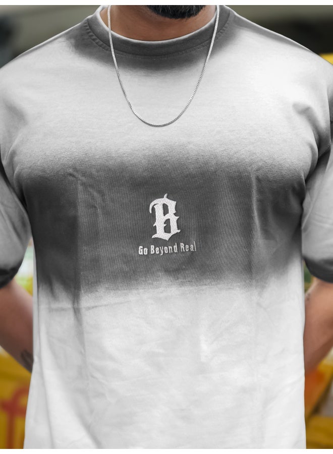 Maniac Maniac Mens Spray Printed BR Round Neck Half Sleeve White and Black Cotton T-Shirt  - Image 5