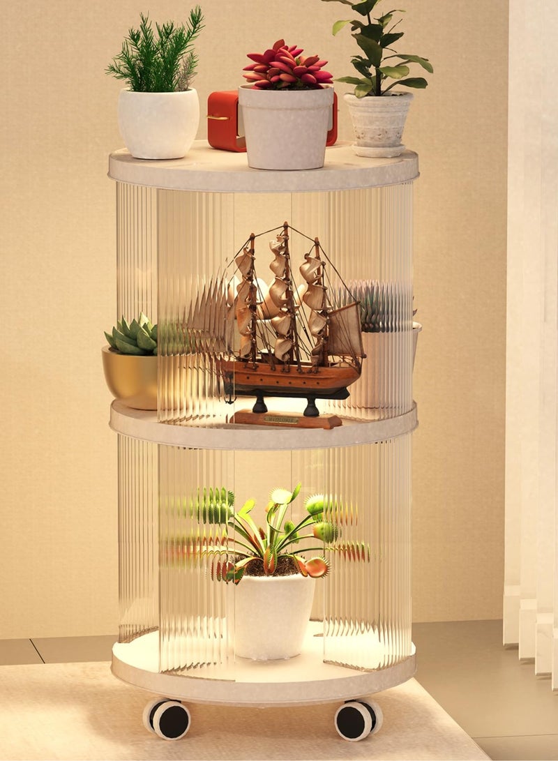 XiuWoo Rotating Bookshelf, 360°Display Spinning Bookshelf, 2 Tier Moveable White Small Mobile Corner Bookcase Suitable for Bedrooms, Living Rooms, Offices, and Study Rooms - Image 3