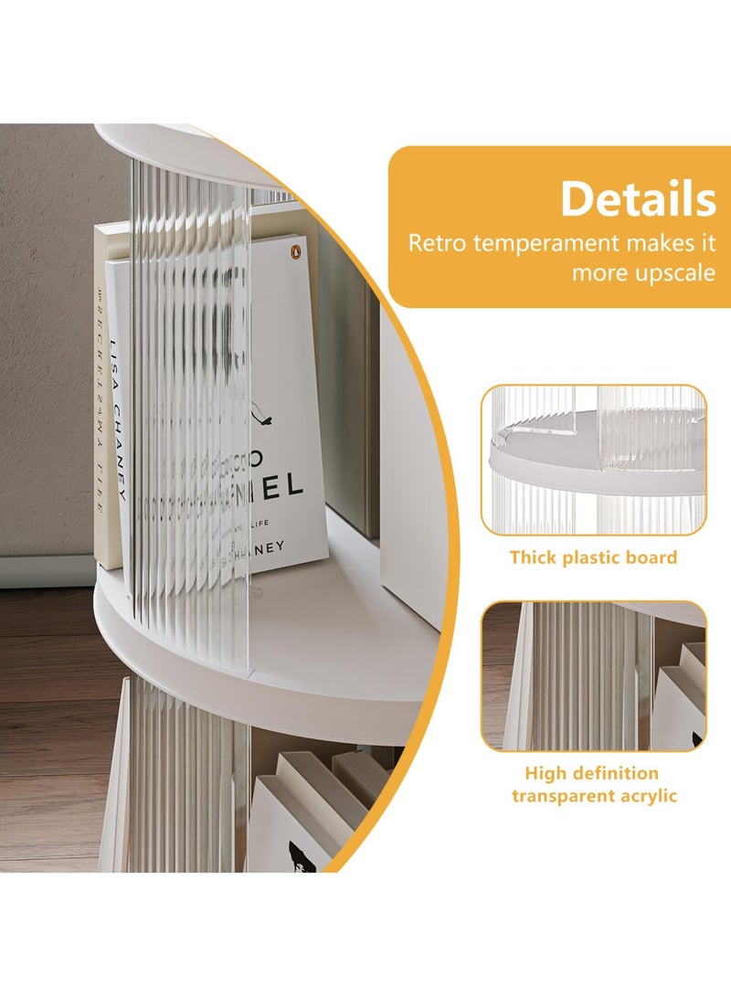 XiuWoo Rotating Bookshelf, 360°Display Spinning Bookshelf, 2 Tier Moveable White Small Mobile Corner Bookcase Suitable for Bedrooms, Living Rooms, Offices, and Study Rooms - Image 4