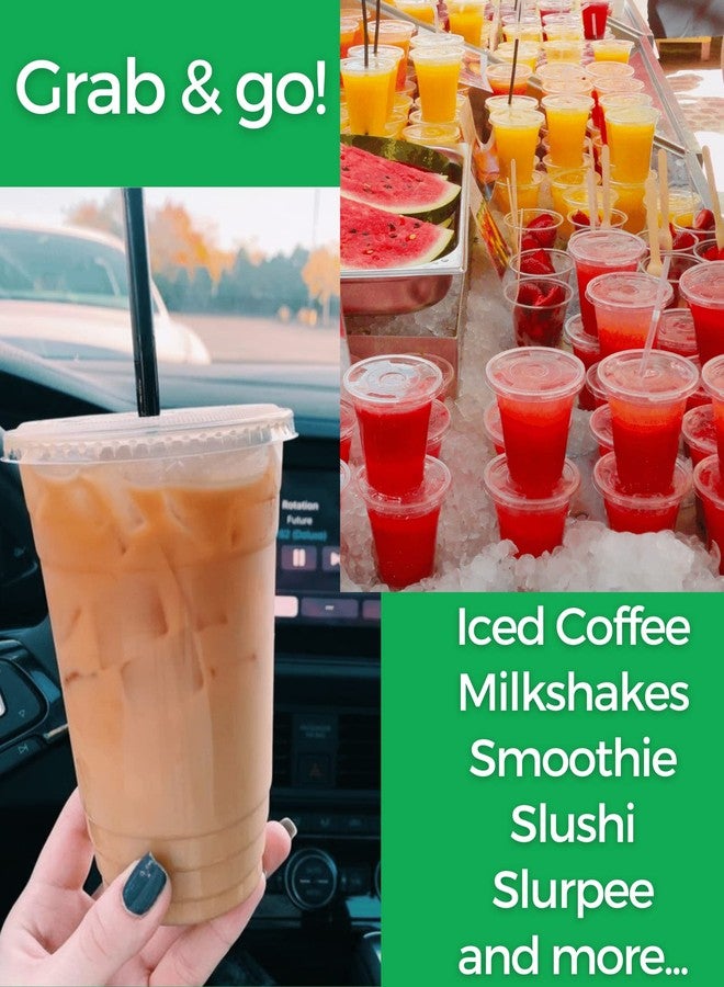 Aatriet [50 Sets] 24 oz Clear Plastic Cups with Lids and Straws, Disposable Coffee Cups - Image 4