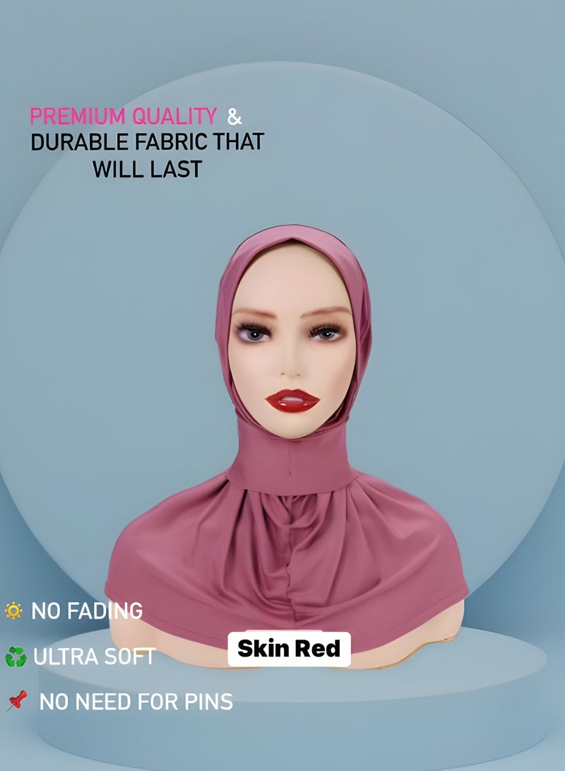 Ringfinity Instant Skin Red Hijab for Women – Lightweight Full Coverage Headscarf with Adjustable Non-Slip Fit, Ready to Wear Any season (1 Piece) - Image 3
