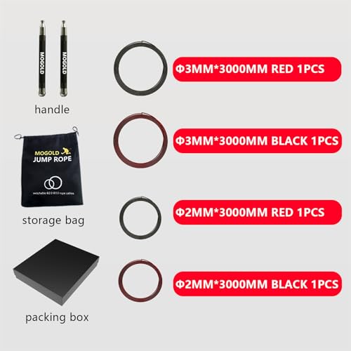 MOGOLD Speed Rope Jump Rope for Boxing -Length Adjustable - Fast & Easy Set Up - Lightweight Cables + 2 Handles in Black,Blue or Red - Free Carrying Pouch - Image 2