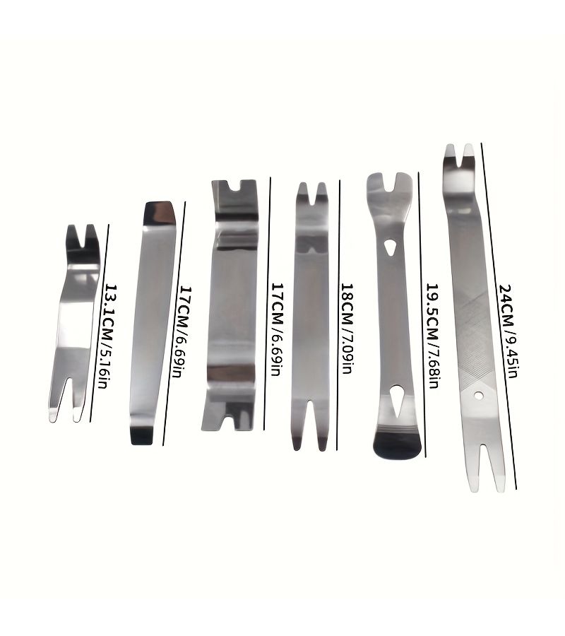 Silvery 6-Piece Car Trim Removal Tool Set For Door Panel And Audio System - Image 2