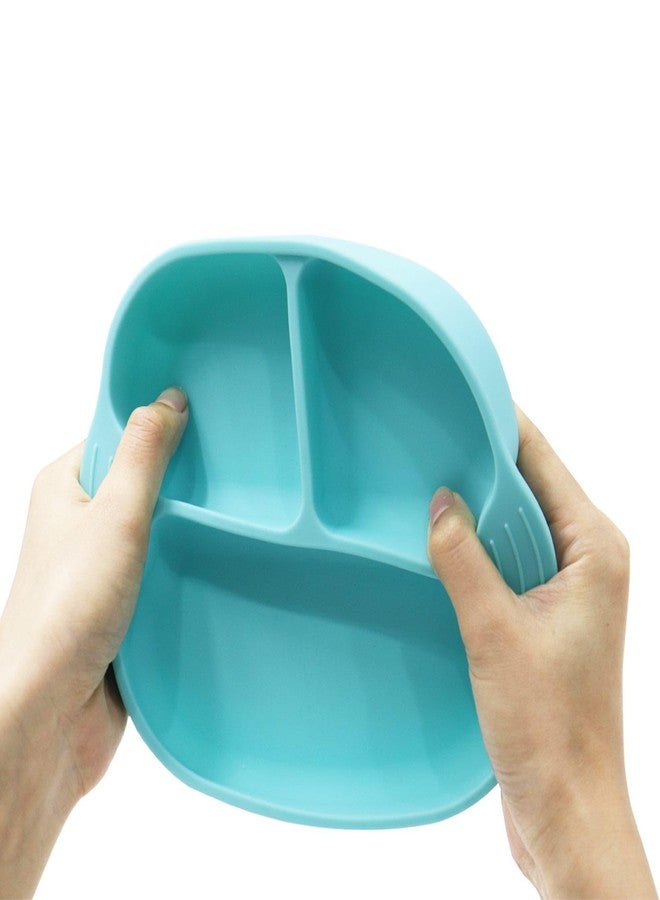 KRIVETY Baby Suction Plates Soft Silicone Unbreakable Self Feeding Divided 4 Strong Cups Dishwasher Microwave Oven Safe BPA Free Weaning Plate Toddler Kids Non-Slip High Chairs Tray and Table (Grey) - Image 4
