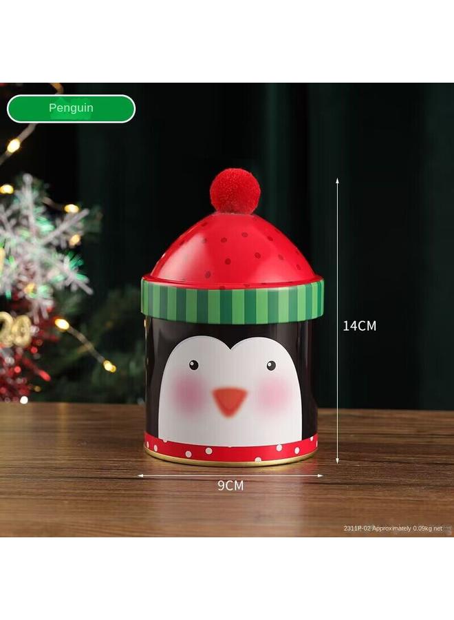 الأزرق جي دبليو شخصية عيد الميلاد حلوى برميل قبعات عيد الميلاد صندوق تخزين إلك ثلج صندوق حديدي مع هدايا تغليف هدايا الأطفال - Image 1