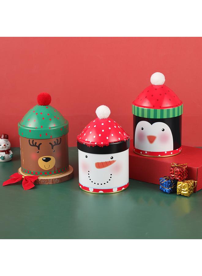 الأزرق جي دبليو شخصية عيد الميلاد حلوى برميل قبعات عيد الميلاد صندوق تخزين إلك ثلج صندوق حديدي مع هدايا تغليف هدايا الأطفال - Image 4