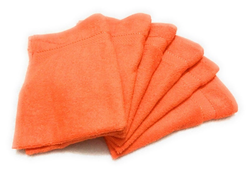 Cotton Colors Cotton Colors Cotton Hand Towel (Pack of 6, Large Size, Orange)_D25  - Image 1