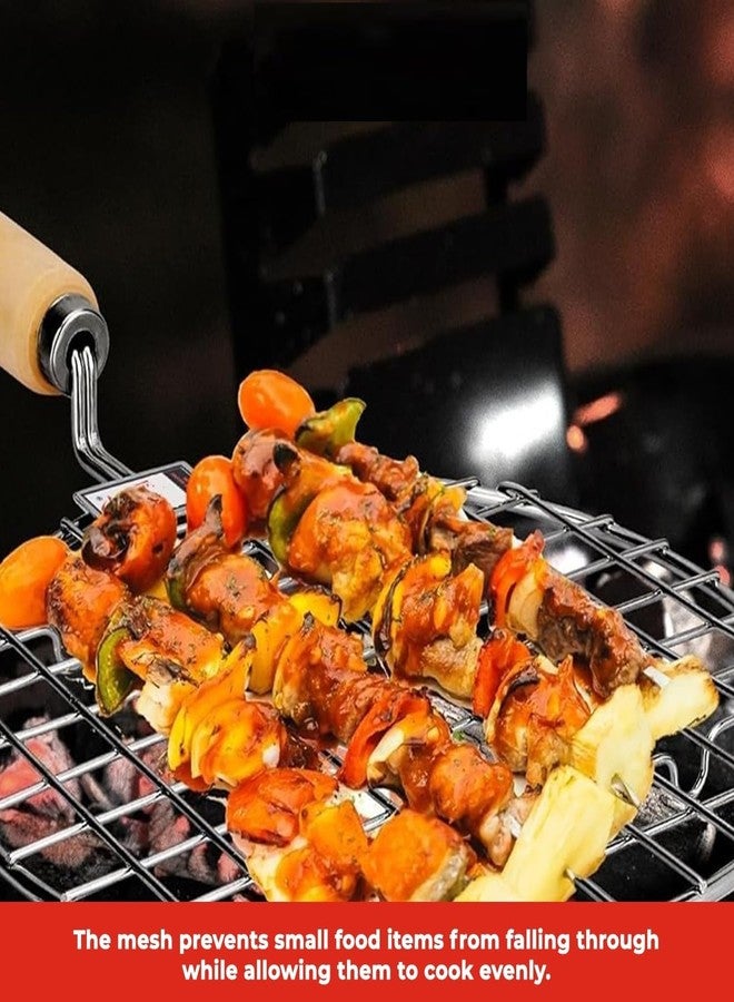 Fastmart Papad Jali Roast, Paneer Grill, Roti Maker, Barbeque Jali Roaster Chapati Toast Grill Wooden Handle Vegetable tandoor net, Baigan Bharta, Jali/Roti (Square) - Image 2