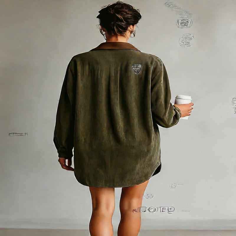 Women's Long Sleeve Retro Dress Shirt Dress Loose Fit Spring Autumn Elegant - Image 2