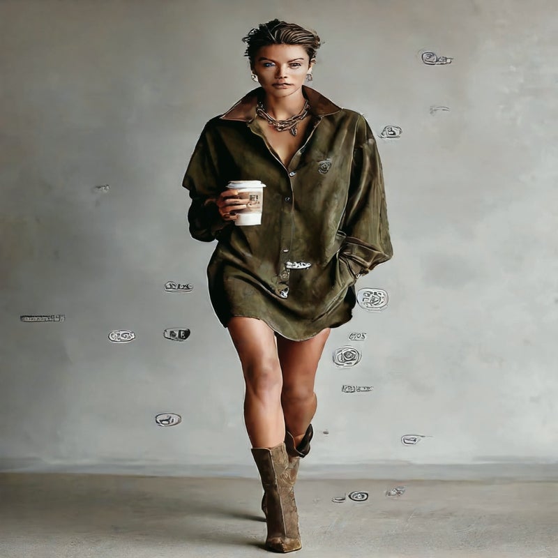 Women's Long Sleeve Retro Dress Shirt Dress Loose Fit Spring Autumn Elegant - Image 5