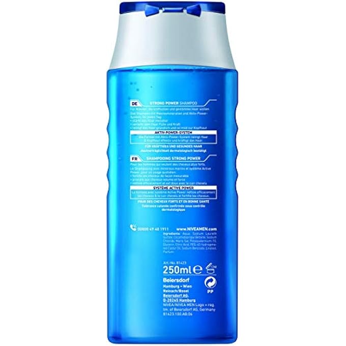 NIVEA MEN STRONG POWER SHAMPOO (250ML) - EFFECTIVE HAIR SHAMPOO WITH SEA MINERALS - NOURISHING SHAMPOO FOR POWERFUL AND STRENGTHENED HAIR - Image 2