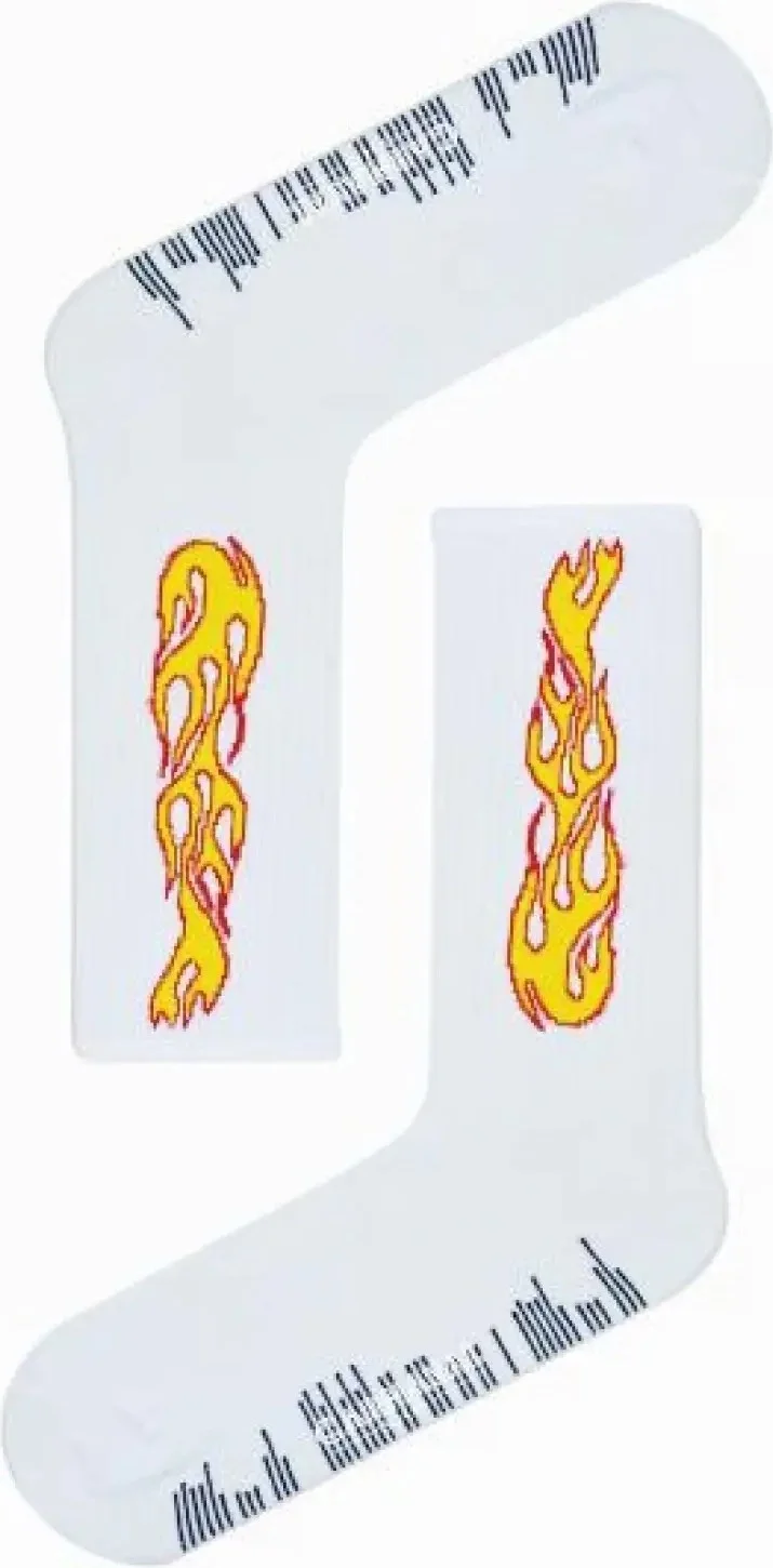 Carnaval Socks White Flame Patterned Colorful Socks