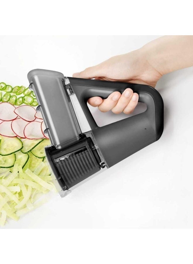 Electric Handheld Vegetable Slicer and Food Chopper with Container 3 Blades for Fruits Vegetables Salad Preparation Kitchen Use - Image 1