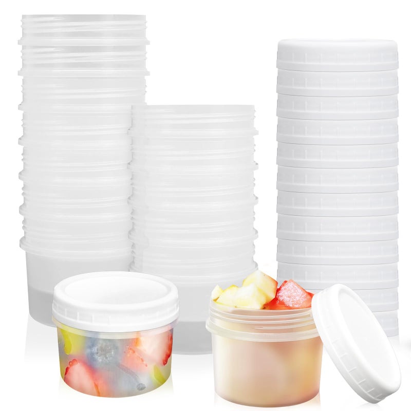 GothaBach 24 Pack 5 oz(160 ml) Food Storage Jars with Screw Lids, Reusable Small Refrigerated Jars, Small Plastic Freezer Storage Food Containers for Cake Jam Ice Cream - Image 1