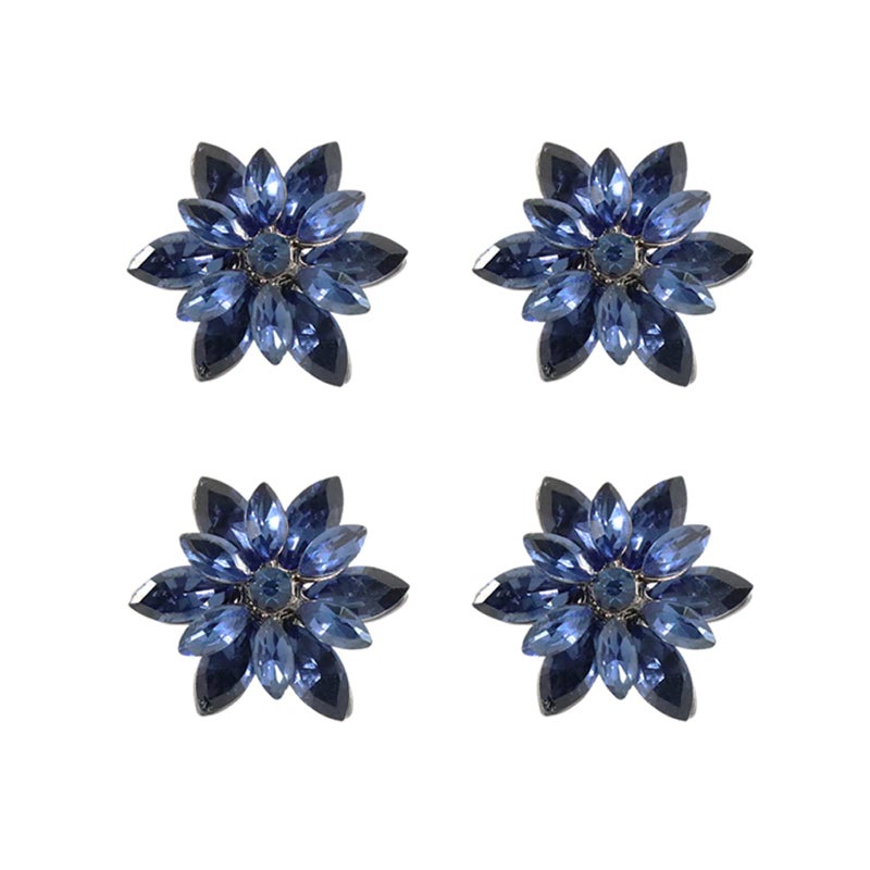 Jerler Jerler 4 Pcs Sliver Rhinestone Buttons Crystal Embellishments Sew on Clothing Buttons for Decoration and DIY 