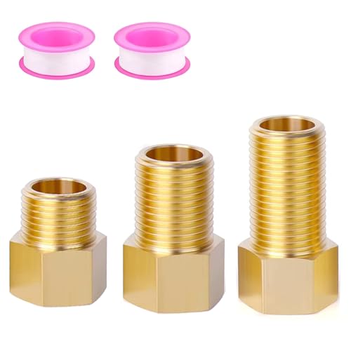 AWXYG 12 Brass Pipe Extension Fitting 12 Female to 12 Male Pipe Connector Fitting12 Pipe Fittings Extension for Tub SpoutShower with Teflon Tape 2PCS Length 304050MM 3PCS - Image 1