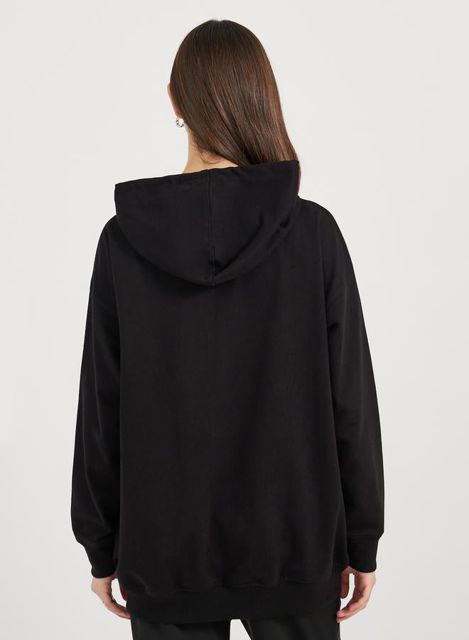 Styli Oversized Zip Through New York Print Hoodie  - Image 4