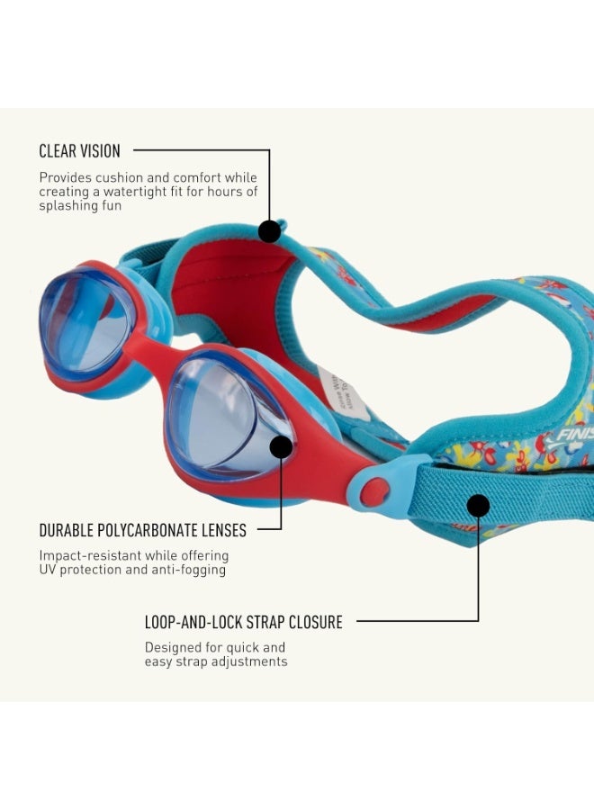 FINIS DragonFly Kids Swim Goggles - Ages 3-6, Adjustable Floating Strap, UV Protection, Anti-Fog - Flower Power - Image 4