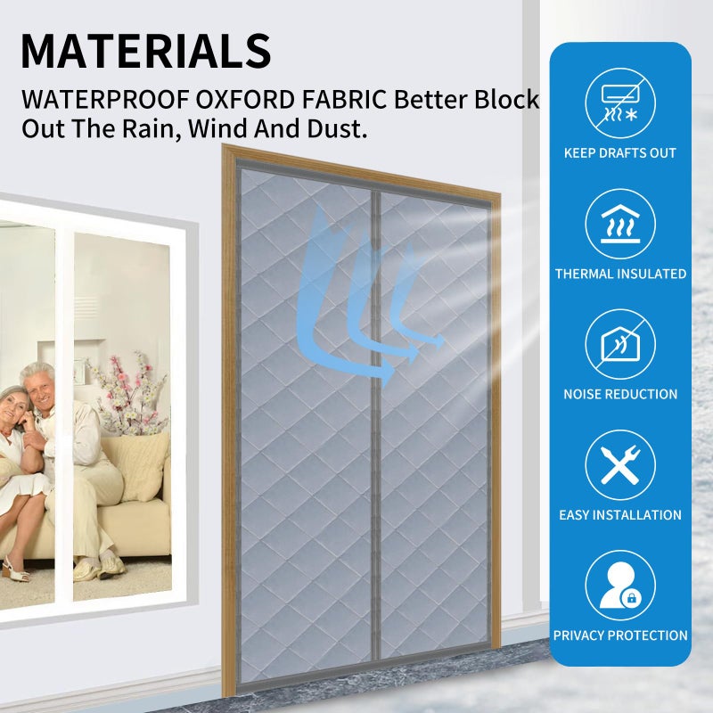 Iduontis Thermal Insulated Magnetic Door Curtain for Winter â€“ Fits Opening 36x82 in (Actual 38x83) â€“ Thicker Cotton Draft Stopper, Weatherproof Windproof Soundproof Door Cover, Keeps Cold Out, Energy Saving - Image 4
